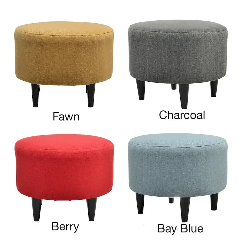 Round Ottoman - Mid-Century Style - Wooden Legs