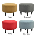 Round Ottoman - Mid-Century Style - Wooden Legs