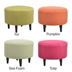 Round Ottoman - Mid-Century Style - Wooden Legs