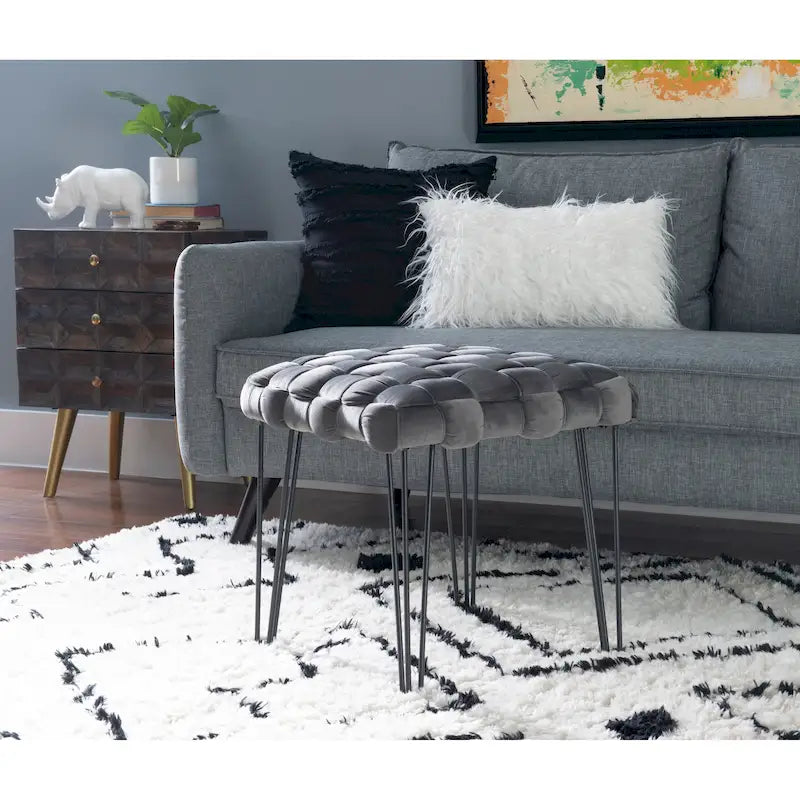 Newbury Handwoven Velvet Square Ottoman