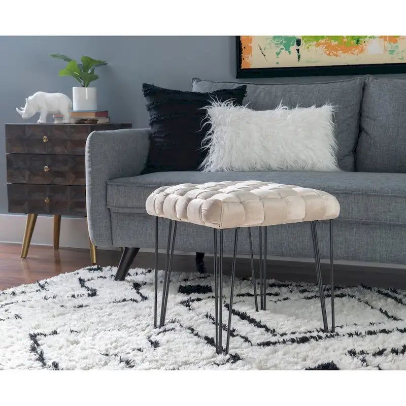 Newbury Handwoven Velvet Square Ottoman