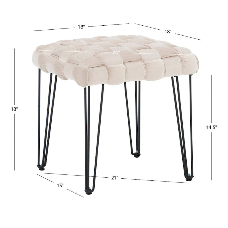 Newbury Handwoven Velvet Square Ottoman
