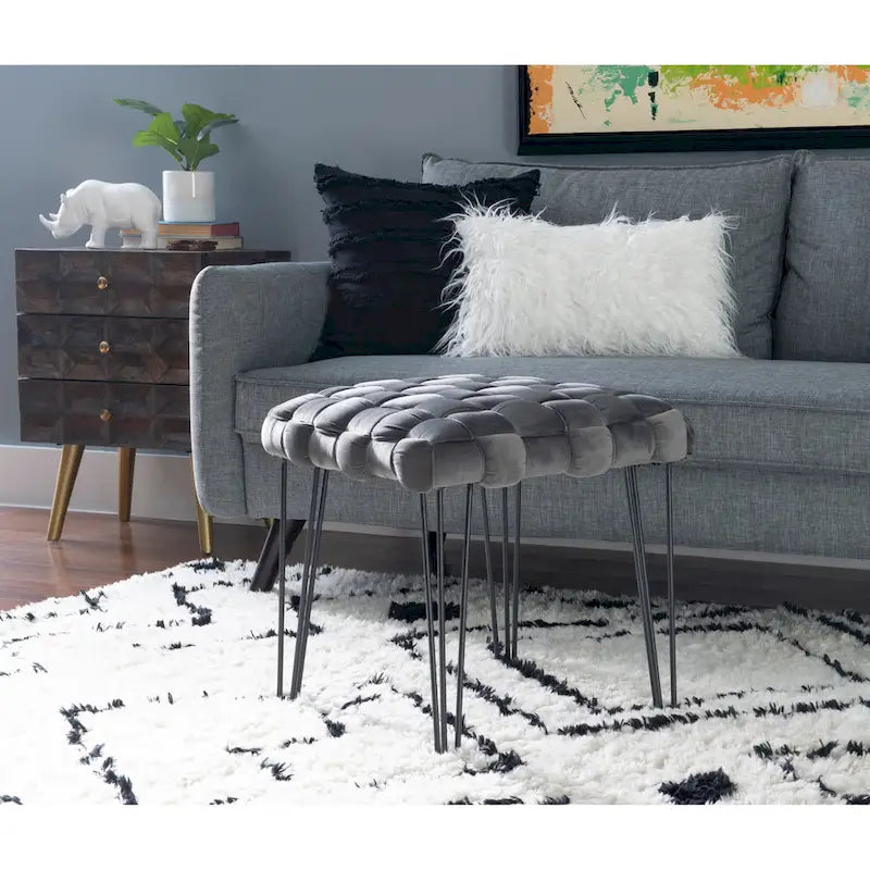 Newbury Handwoven Velvet Square Ottoman