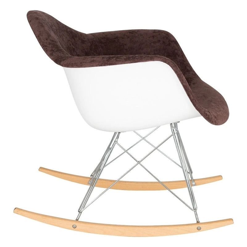 Wilson Contemporary Modern Velvet Rocker Chair - Nursery Rocking Accent Chair for Home Living Room Bedroom Patio