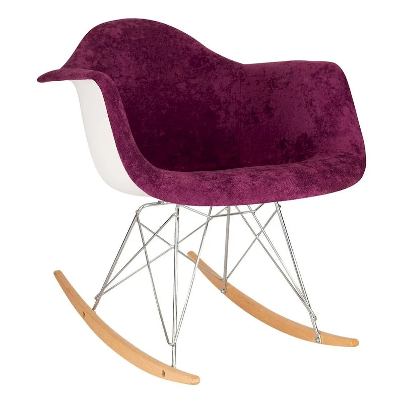 Wilson Contemporary Modern Velvet Rocker Chair - Nursery Rocking Accent Chair for Home Living Room Bedroom Patio