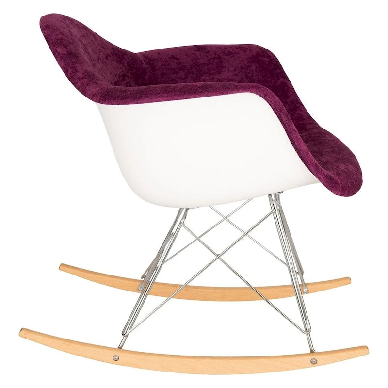 Wilson Contemporary Modern Velvet Rocker Chair - Nursery Rocking Accent Chair for Home Living Room Bedroom Patio
