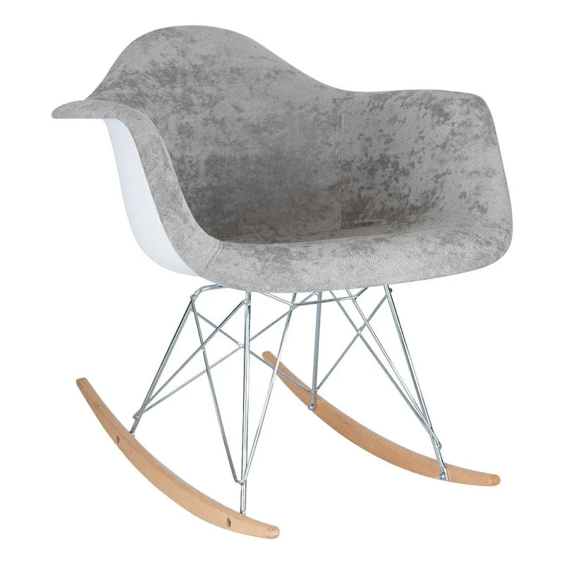 Wilson Contemporary Modern Velvet Rocker Chair - Nursery Rocking Accent Chair for Home Living Room Bedroom Patio