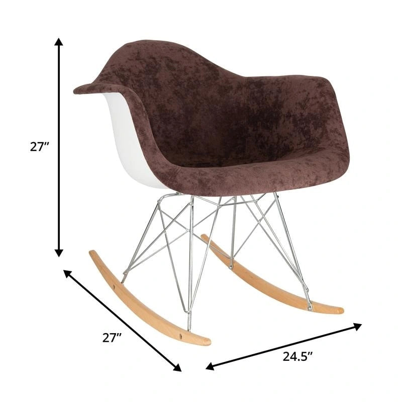 Wilson Contemporary Modern Velvet Rocker Chair - Nursery Rocking Accent Chair for Home Living Room Bedroom Patio