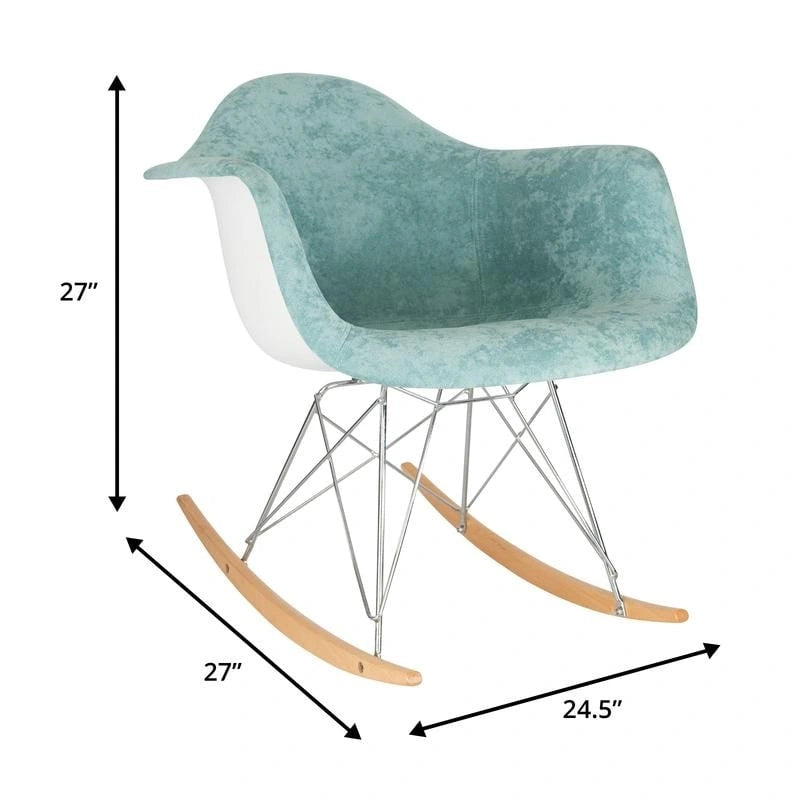 Wilson Contemporary Modern Velvet Rocker Chair - Nursery Rocking Accent Chair for Home Living Room Bedroom Patio