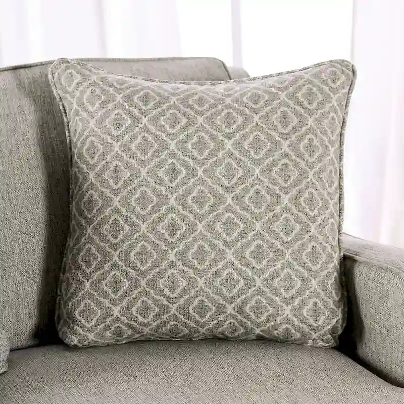 Ruwa Transitional Grey Fabric Sofa with Accent Pillows by Furniture of America
