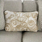 Ruwa Transitional Grey Fabric Sofa with Accent Pillows by Furniture of America
