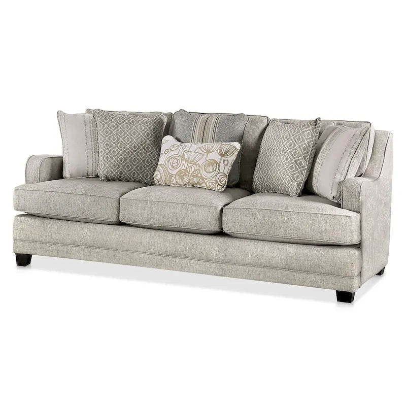 Ruwa Transitional Grey Fabric Sofa with Accent Pillows by Furniture of America