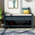 Modern Multipurpose Entryway Storage Bench With Upholstered Seat and Drawers