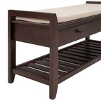 Modern Multipurpose Entryway Storage Bench With Upholstered Seat and Drawers