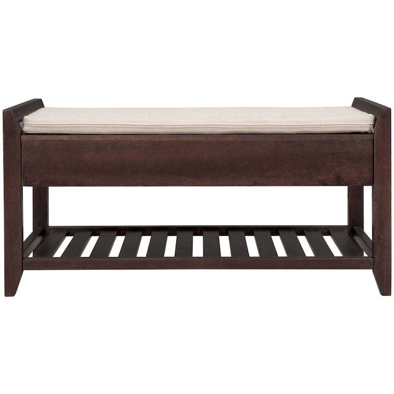 Modern Multipurpose Entryway Storage Bench With Upholstered Seat and Drawers