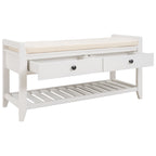 Modern Multipurpose Entryway Storage Bench With Upholstered Seat and Drawers