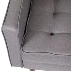 Compact Upholstered Tufted Chair with Wooden Legs