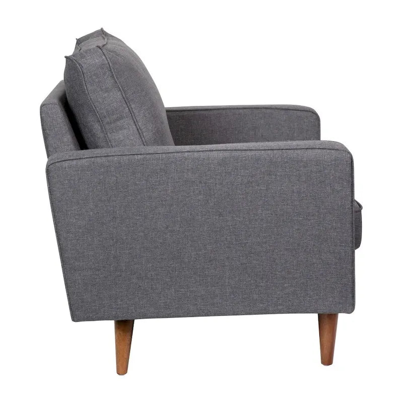 Compact Upholstered Tufted Chair with Wooden Legs
