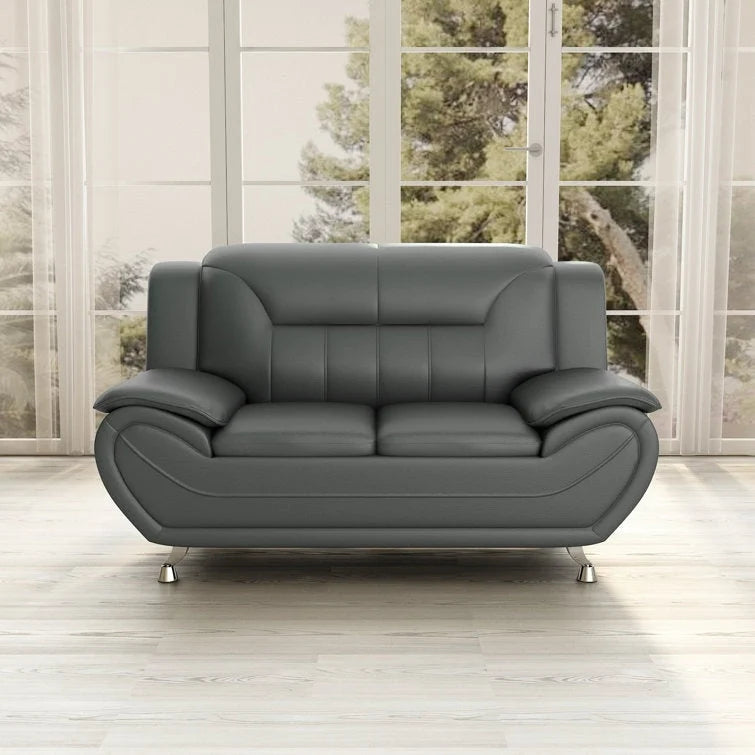 Sanuel 61.3 Faux Leather Pillow Top Arm Loveseat - N/A