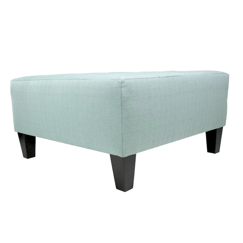MJL Furniture MAX Button Tufted Upholstered Square Blue Ottoman