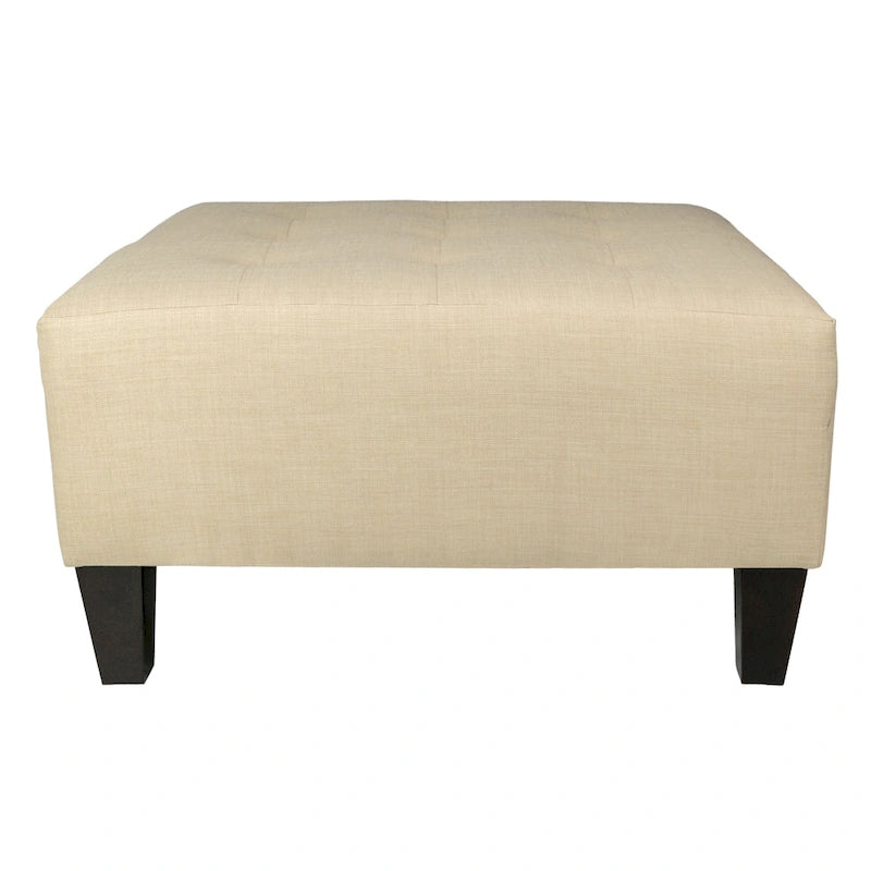 MJL Furniture MAX Button Tufted Upholstered Square Blue Ottoman
