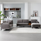 Modular U-shaped Linen Reversible Sofa with a Wooden Side Table Box and Reversible Design