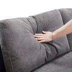 Modular U-shaped Linen Reversible Sofa with a Wooden Side Table Box and Reversible Design