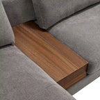 Modular U-shaped Linen Reversible Sofa with a Wooden Side Table Box and Reversible Design