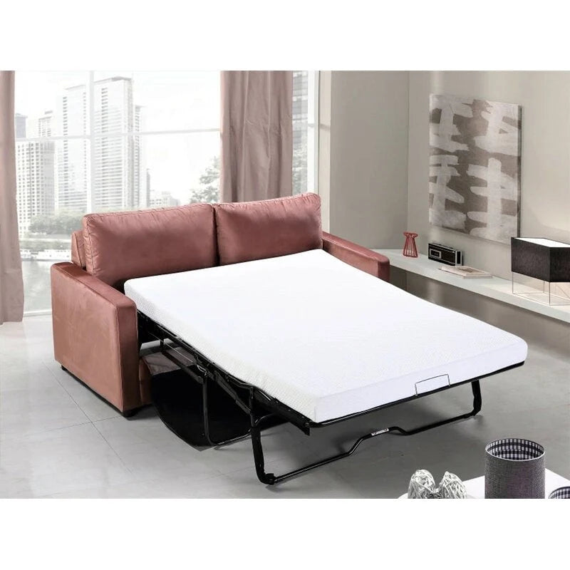 Velvet Sofa Bed with Pull-Out Mattress - 70 Inch Square Arms