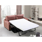Velvet Sofa Bed with Pull-Out Mattress - 70 Inch Square Arms