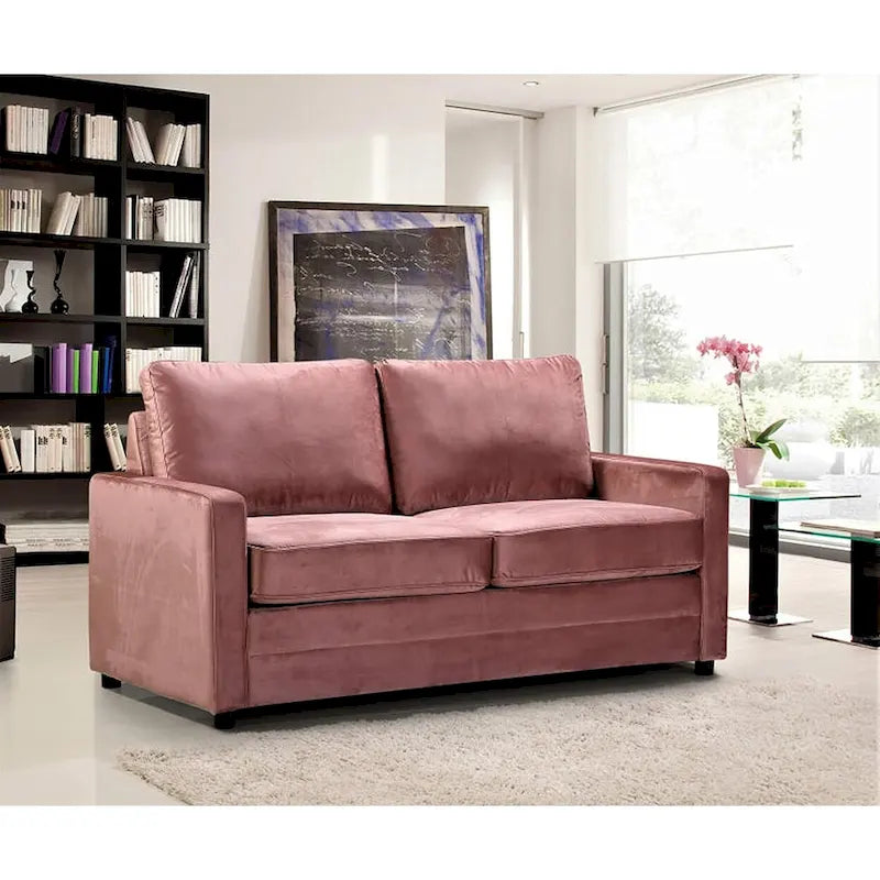 Velvet Sofa Bed with Pull-Out Mattress - 70 Inch Square Arms