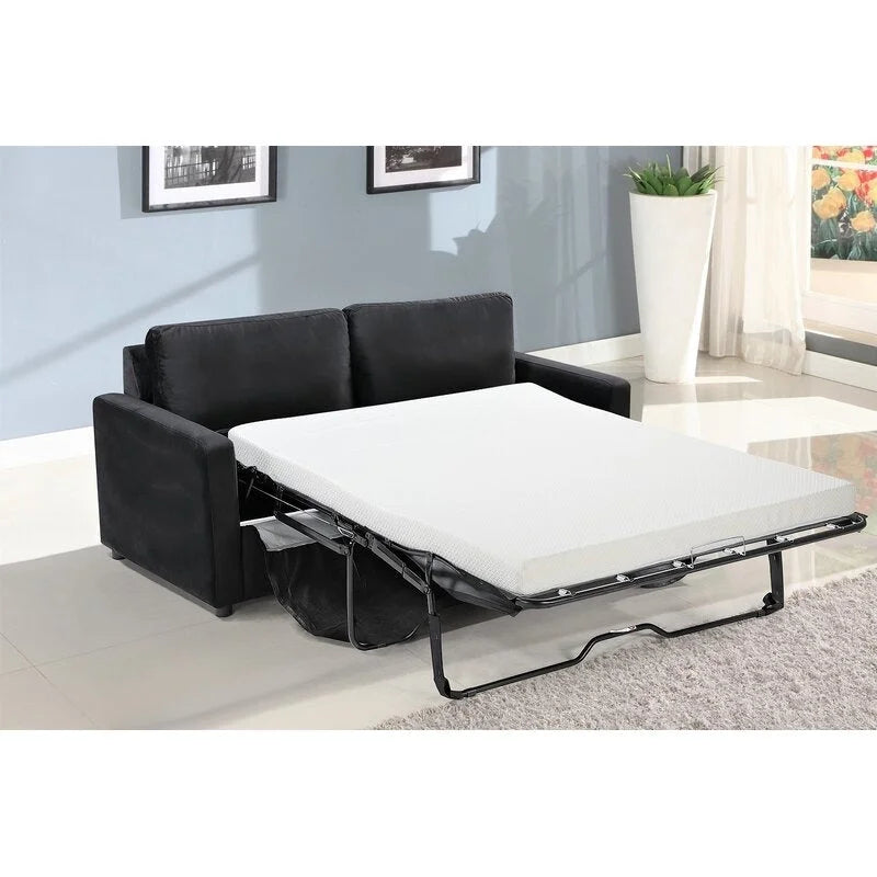 Velvet Sofa Bed with Pull-Out Mattress - 70 Inch Square Arms