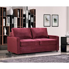 Velvet Sofa Bed with Pull-Out Mattress - 70 Inch Square Arms