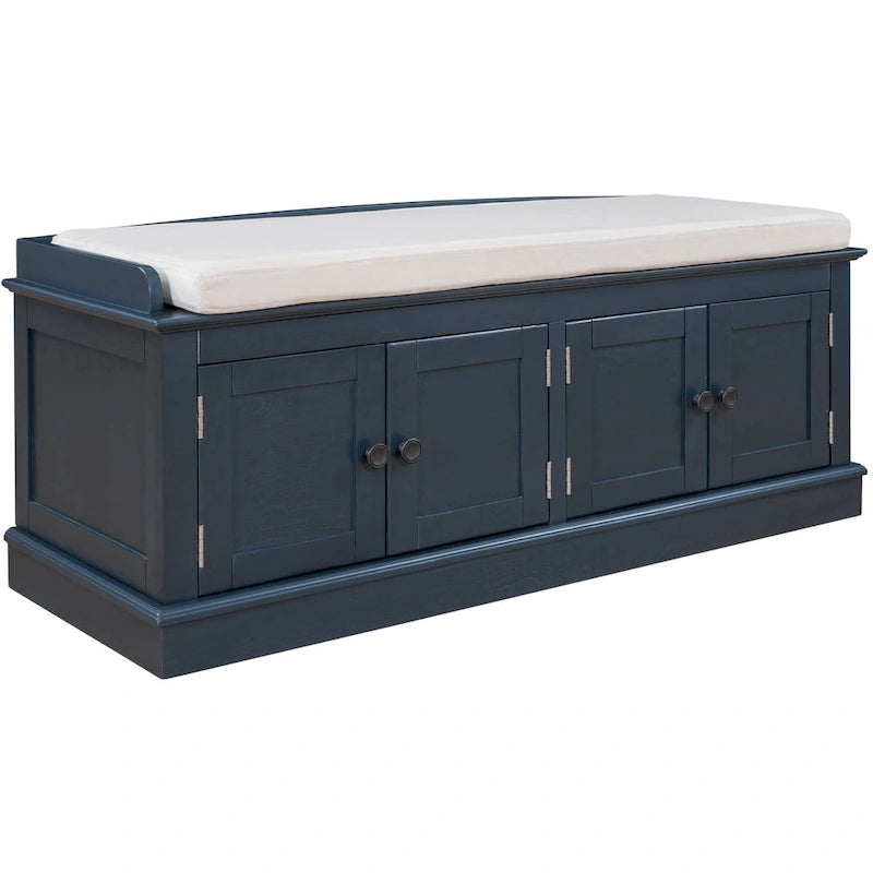 Storage Bench with 4 Doors and Adjustable Shelves