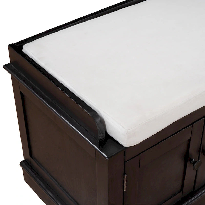 Storage Bench with 4 Doors and Adjustable Shelves