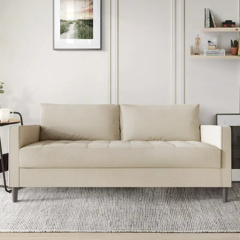 CraftPorch Contemporary Minimalist Linen Upholstered Sofa