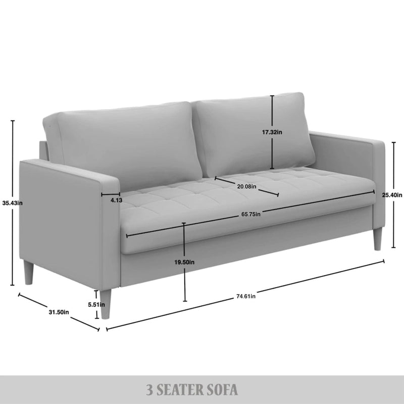 CraftPorch Contemporary Minimalist Linen Upholstered Sofa