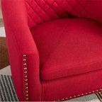 Accent Barrel Chair Living Room With Nailheads And Solid Wood Legs