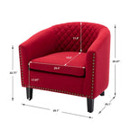 Accent Barrel Chair Living Room With Nailheads And Solid Wood Legs
