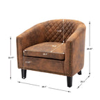 Accent Barrel Chair Living Room With Nailheads And Solid Wood Legs