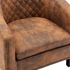 Accent Barrel Chair Living Room With Nailheads And Solid Wood Legs