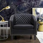 Accent Barrel Chair Living Room With Nailheads And Solid Wood Legs