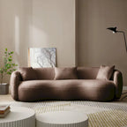 Boucle Fabric Curved Sofa - Half Moon Design - 4 Seater