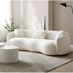 Boucle Fabric Curved Sofa - Half Moon Design - 4 Seater