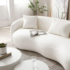 Boucle Fabric Curved Sofa - Half Moon Design - 4 Seater