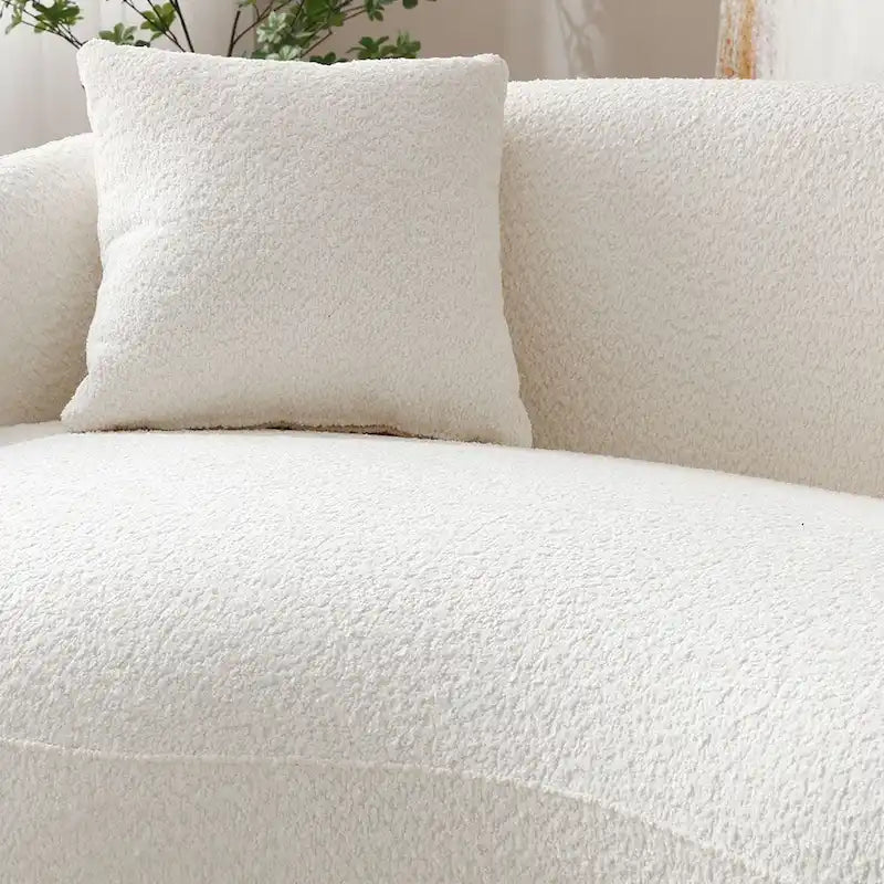 Boucle Fabric Curved Sofa - Half Moon Design - 4 Seater