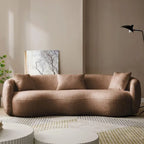 Boucle Fabric Curved Sofa - Half Moon Design - 4 Seater