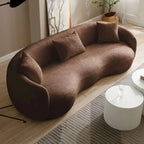 Boucle Fabric Curved Sofa - Half Moon Design - 4 Seater