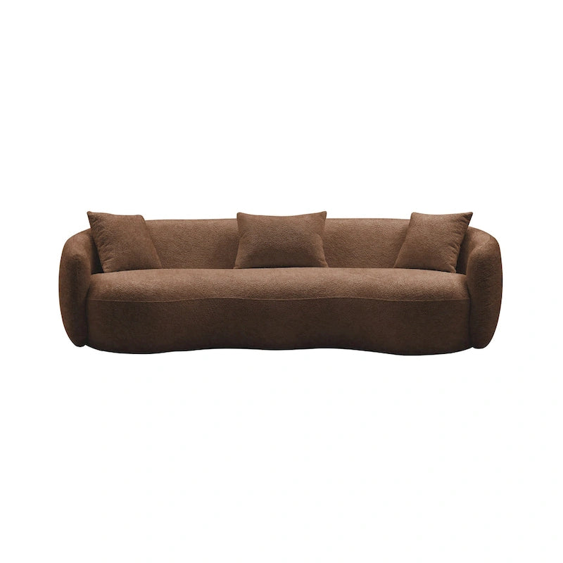 Boucle Fabric Curved Sofa - Half Moon Design - 4 Seater