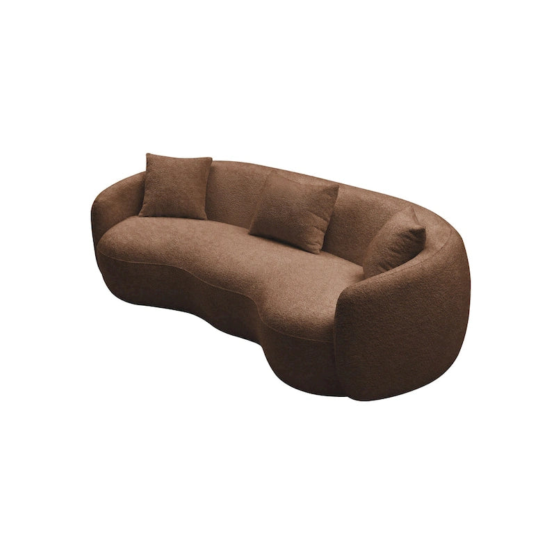 Boucle Fabric Curved Sofa - Half Moon Design - 4 Seater